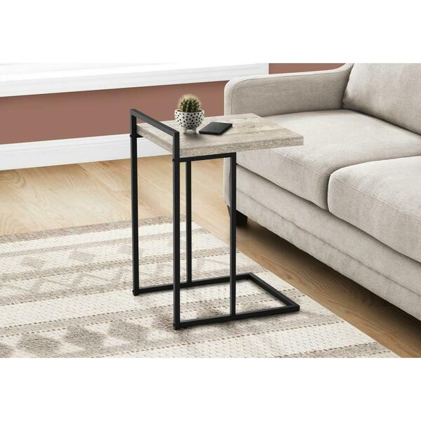 Daphnes Dinnette 25 in. Reclaimed Wood Accent Table, Taupe - Black Metal DA3071214